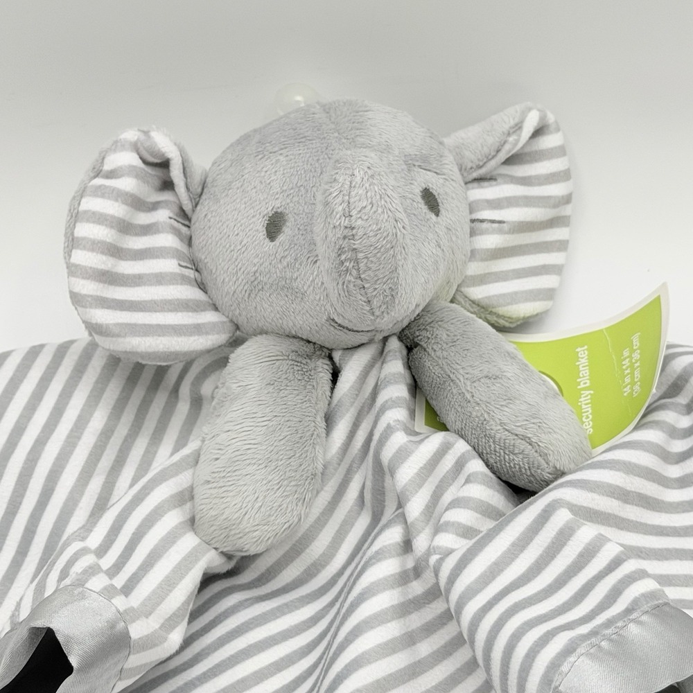 Circo Elephant Lovey Security Blanket Gray Stripe 14x14 Target 2015 NWT